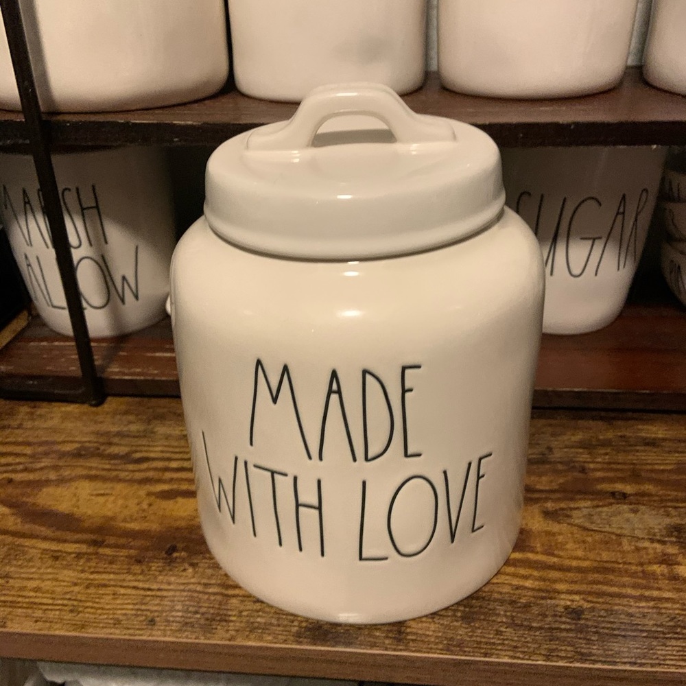 Rae dunn made with love canister